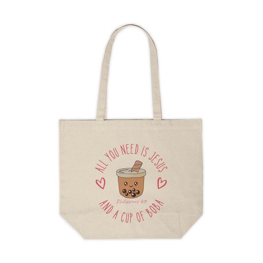 All You Need is Jesus and Boba Canvas Shopping Tote