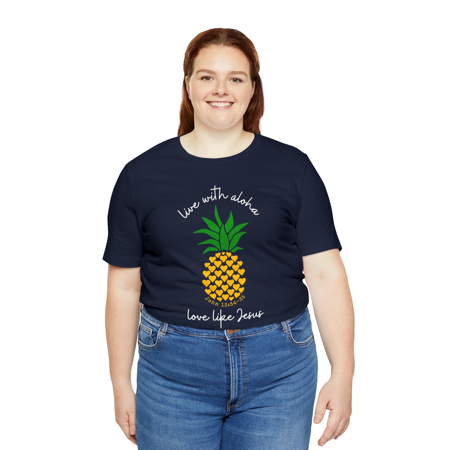 Live With Aloha, Love Like Jesus Pineapple Hearts Tee