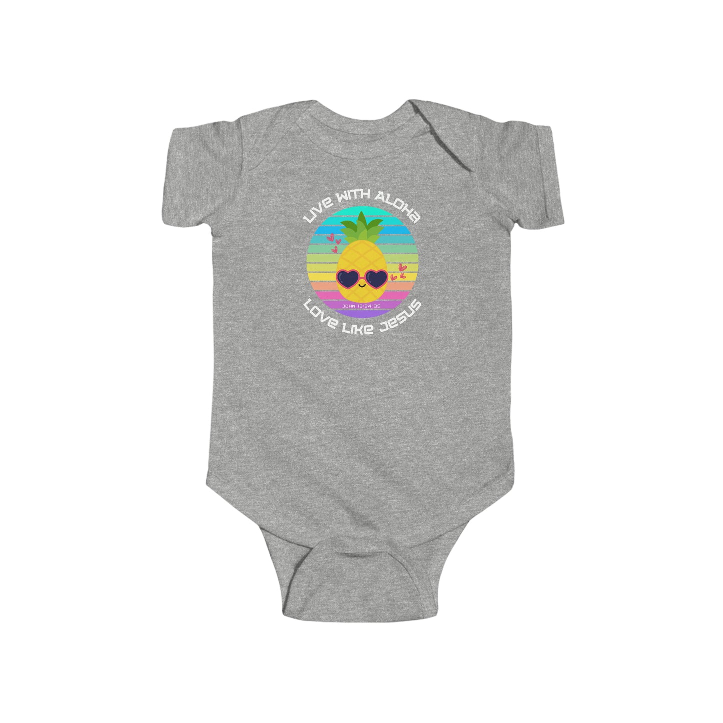 Live with Aloha, Love like Jesus Cool Pineapple Infant Onsie