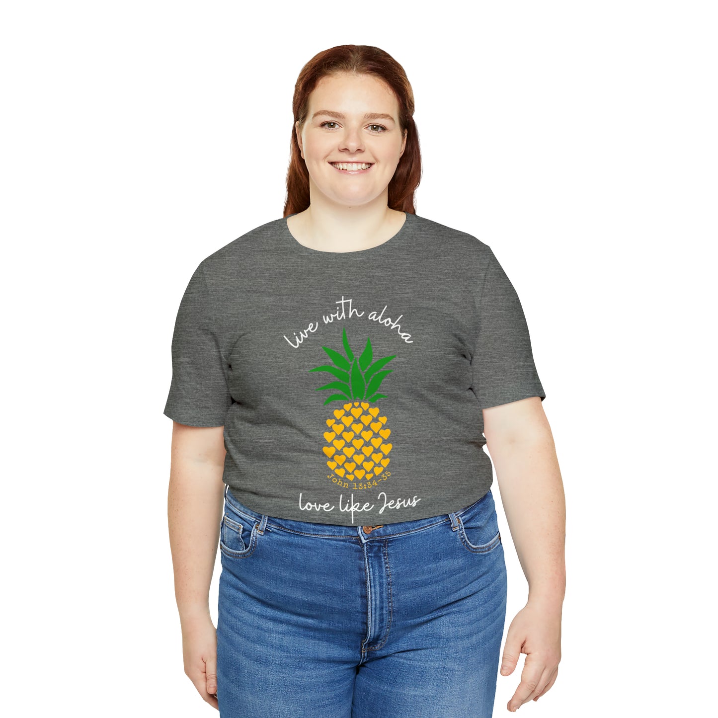 Live With Aloha, Love Like Jesus Pineapple Hearts Tee