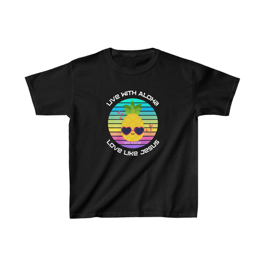 Live with Aloha, Love like Jesus Cool Pineapple Youth Tee