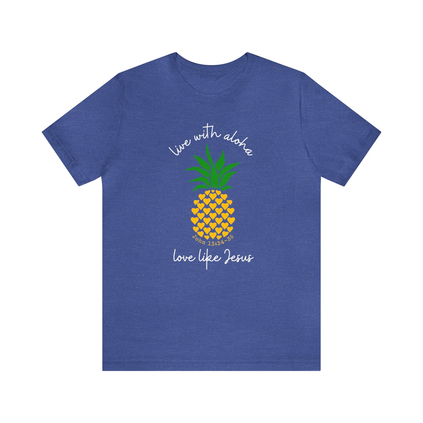 Live With Aloha, Love Like Jesus Pineapple Hearts Tee