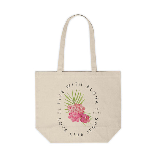 MAUI FUNDRAISER Lokelani Rose Canvas Shopping Tote