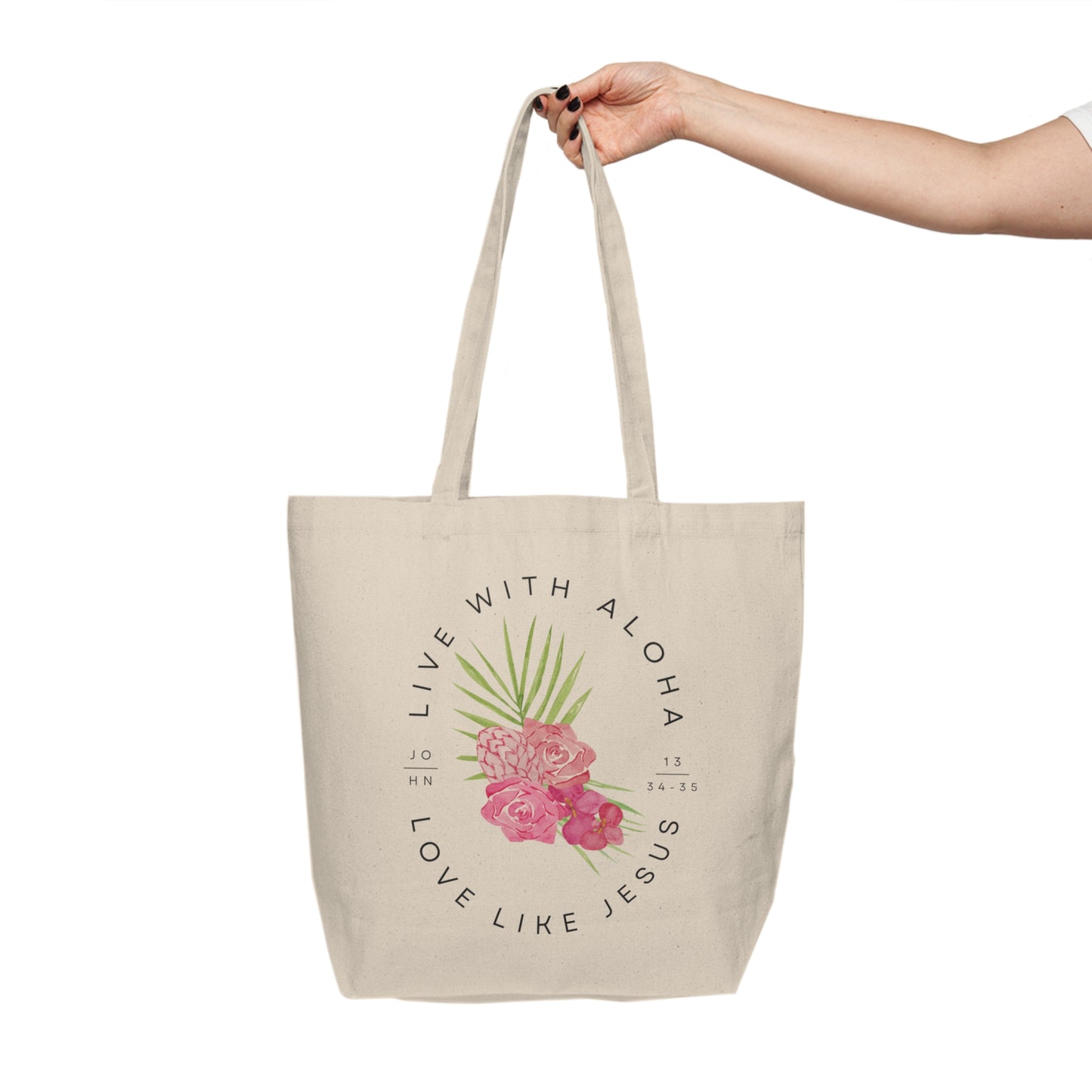 MAUI FUNDRAISER Lokelani Rose Canvas Shopping Tote