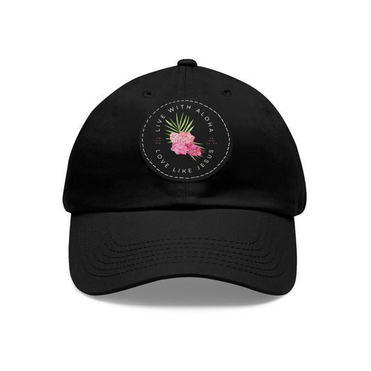 MAUI FUNDRAISER Lokelani Rose Leather Patch Hat