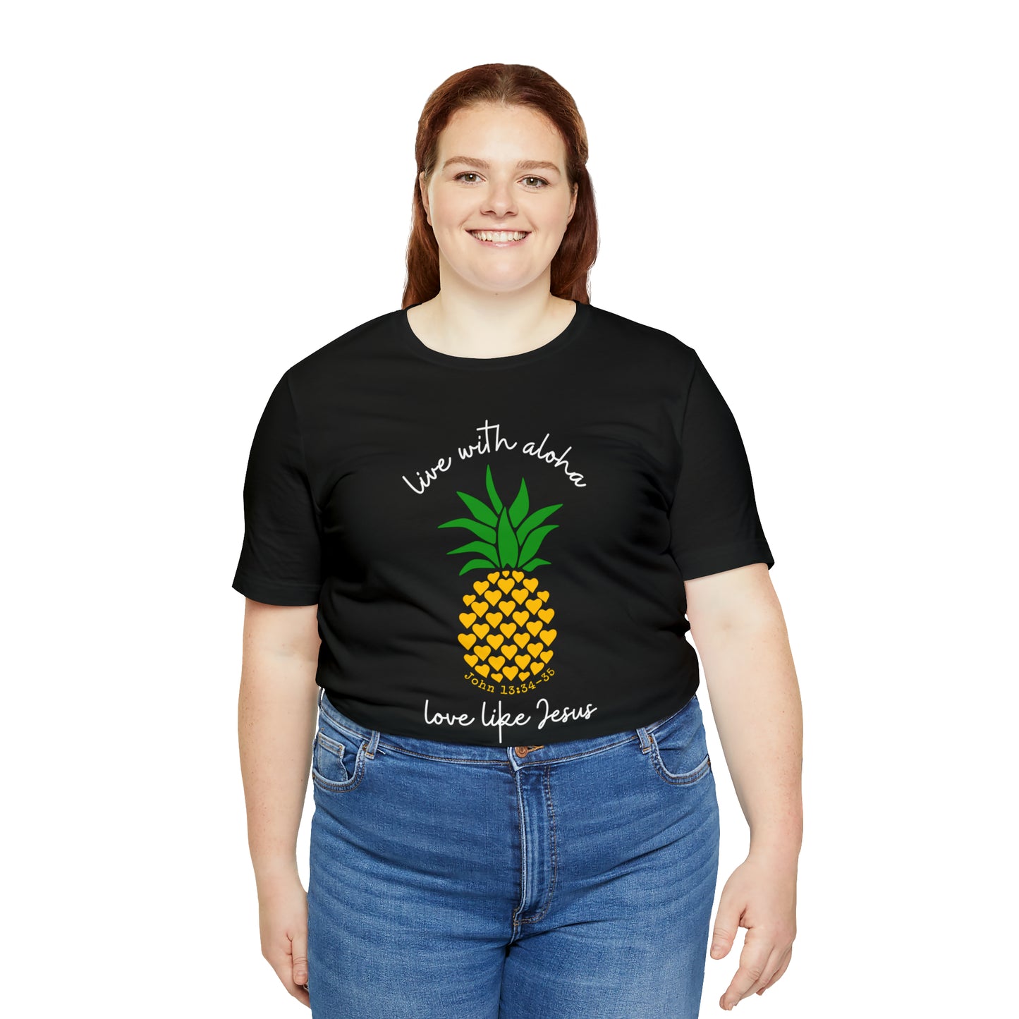 Live With Aloha, Love Like Jesus Pineapple Hearts Tee