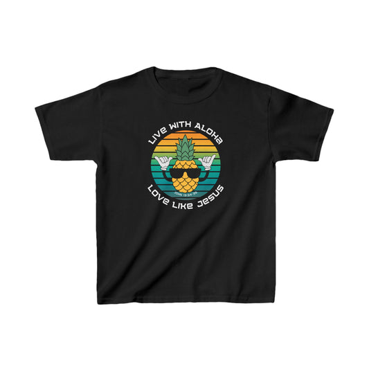 Live with Aloha, Love Like Jesus Pineapple Shaka Cotton™ Tee