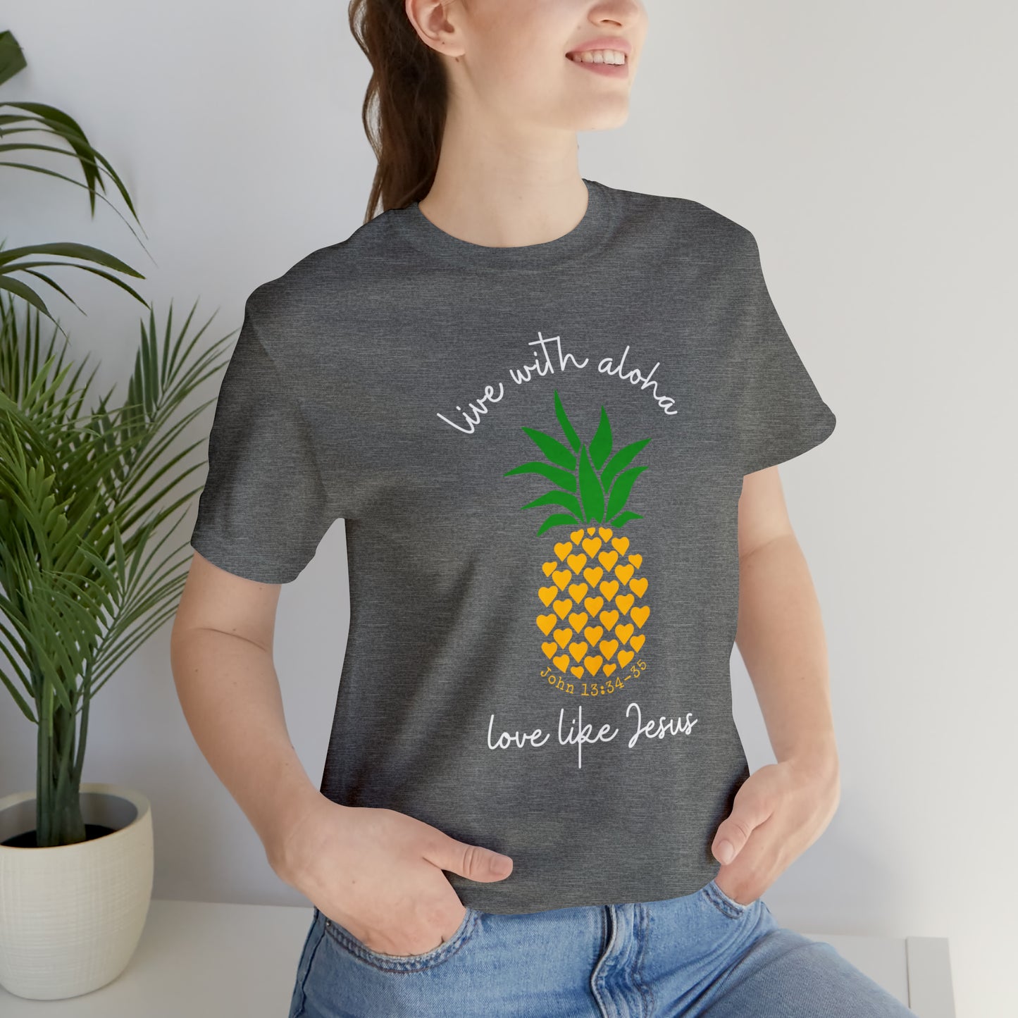 Live With Aloha, Love Like Jesus Pineapple Hearts Tee