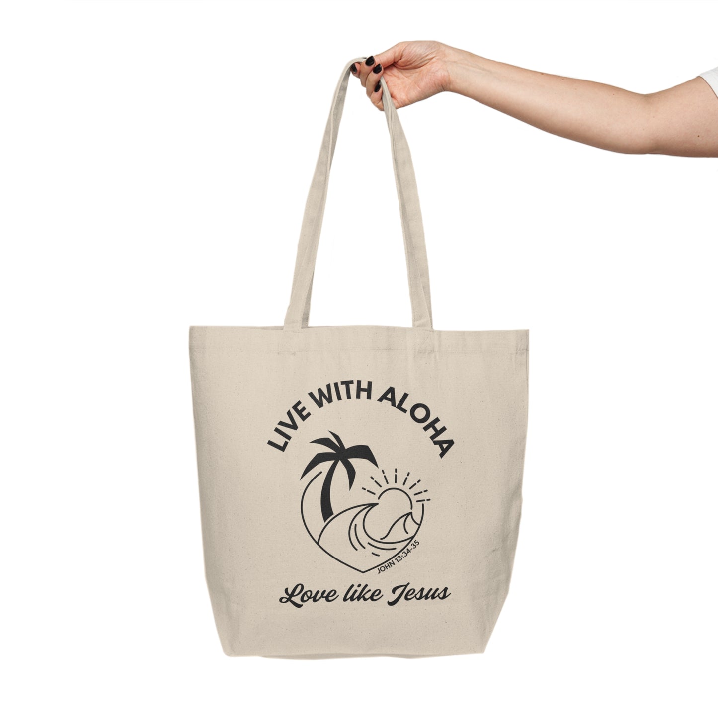 Live with Aloha, Love Like Jesus Canvas Shopping Tote