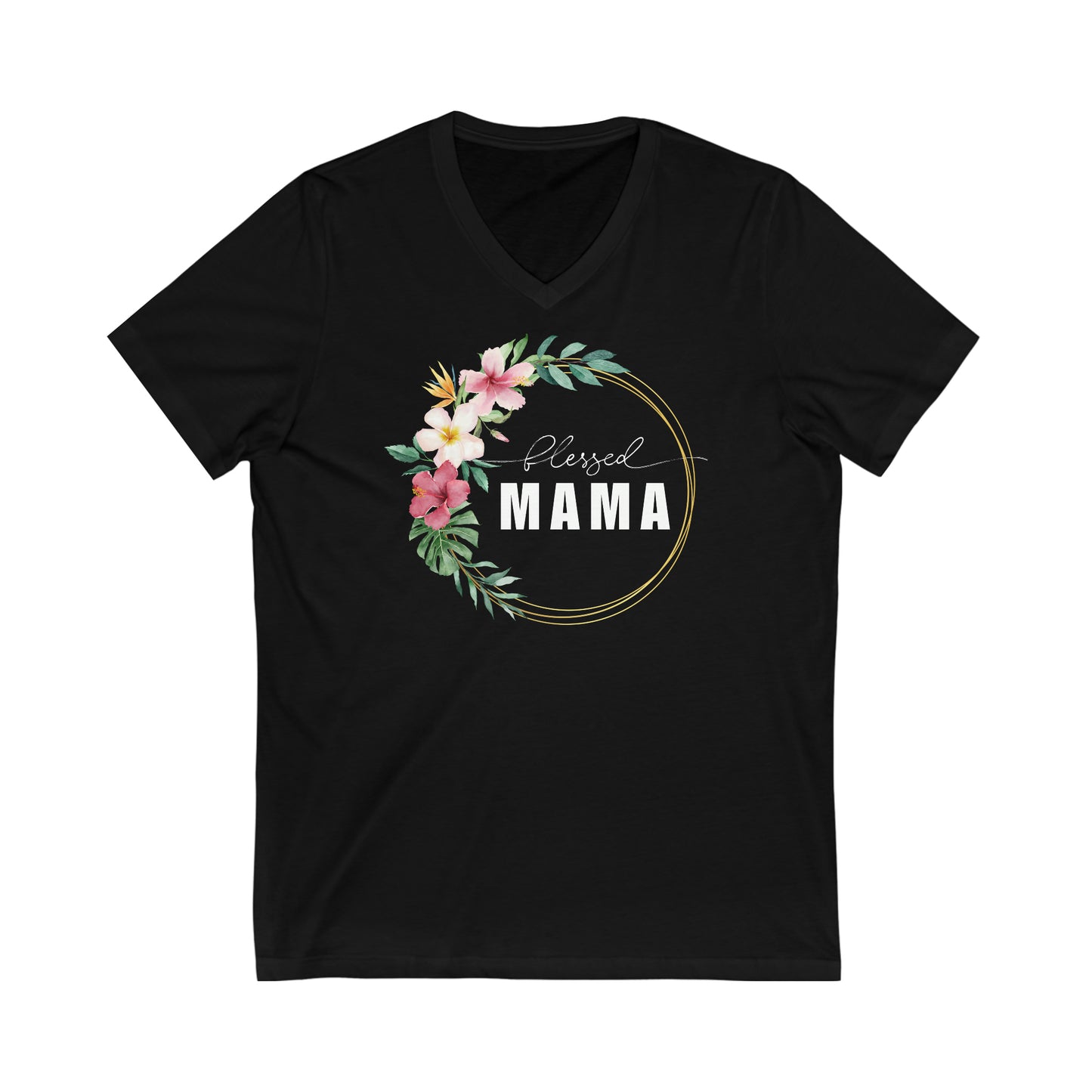 Blessed Mama Island Floral V-Neck Tee