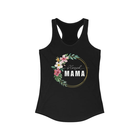 Blessed Mama Island Floral Racerback Tank